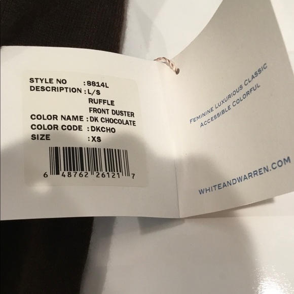 WHITE+WARREN RUFFLED CASHMERE LONG SWEATER DUSTER - Picture 7 of 13